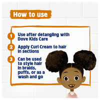Dove Kids Care Curl Enhancing Hair Styling Cream with Shea Butter and Coconut Oil, 13 Oz