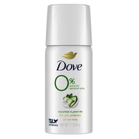 Dove Beauty 0% Aluminum Mini Deodorant Spray, Cucumber and Green Tea, Trial Size, 1.1 Oz