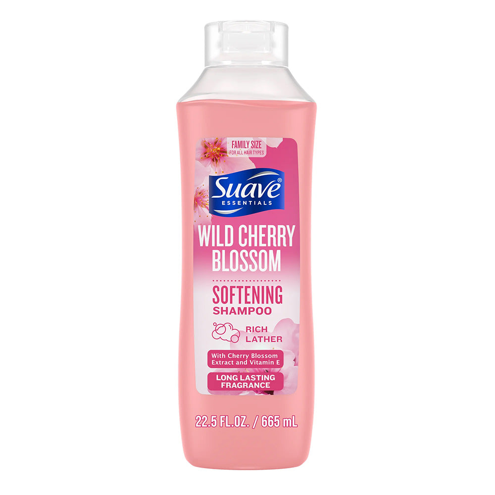 Suave Wild Cherry Blossom Softening Hair Shampoo With Cherry Blossom Extract and vitamin E 22.5Oz (665ml)
