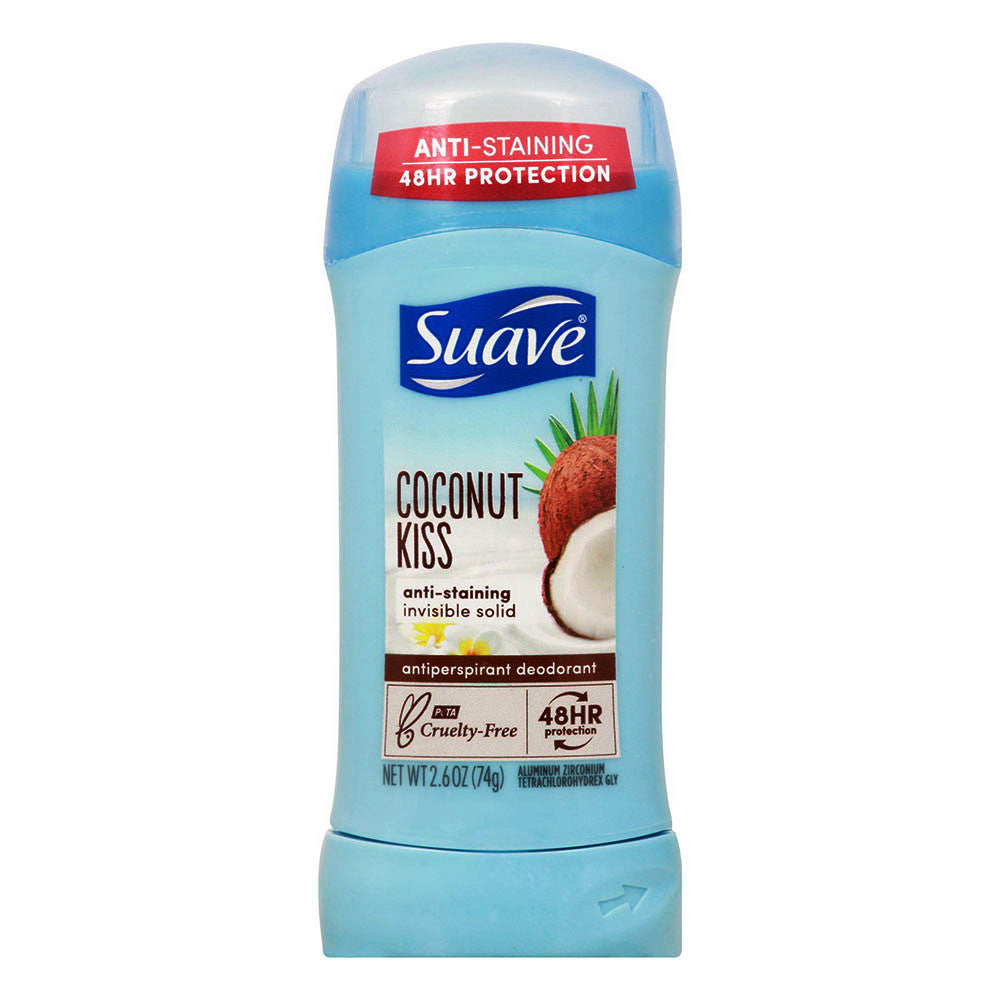 Suave Invisible Solid Antiperspirant Deodorant, Coconut Kiss, 2.6 Oz