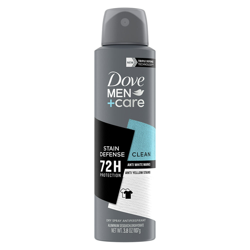 Dove Men Care Stain Defense Clean 72H Dry Spray Antiperspirant Deodorant, 3.8 Oz
