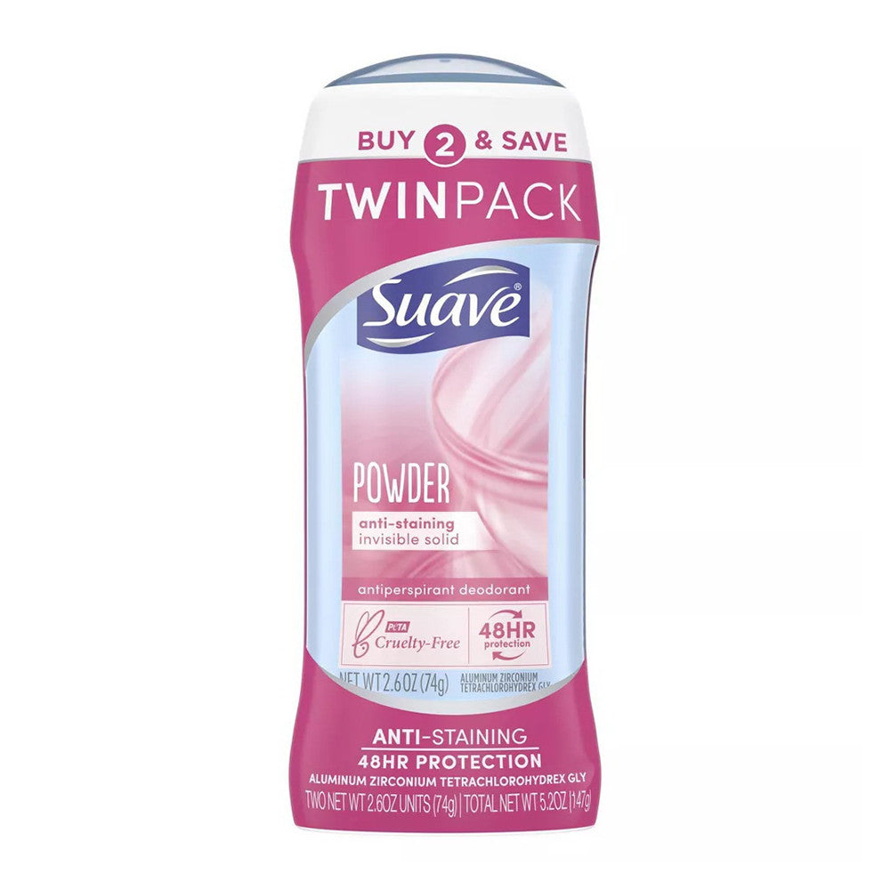 Suave Invisible Solid Antiperspirant And Deodorant Powder, Twin Pack, 2 Ea