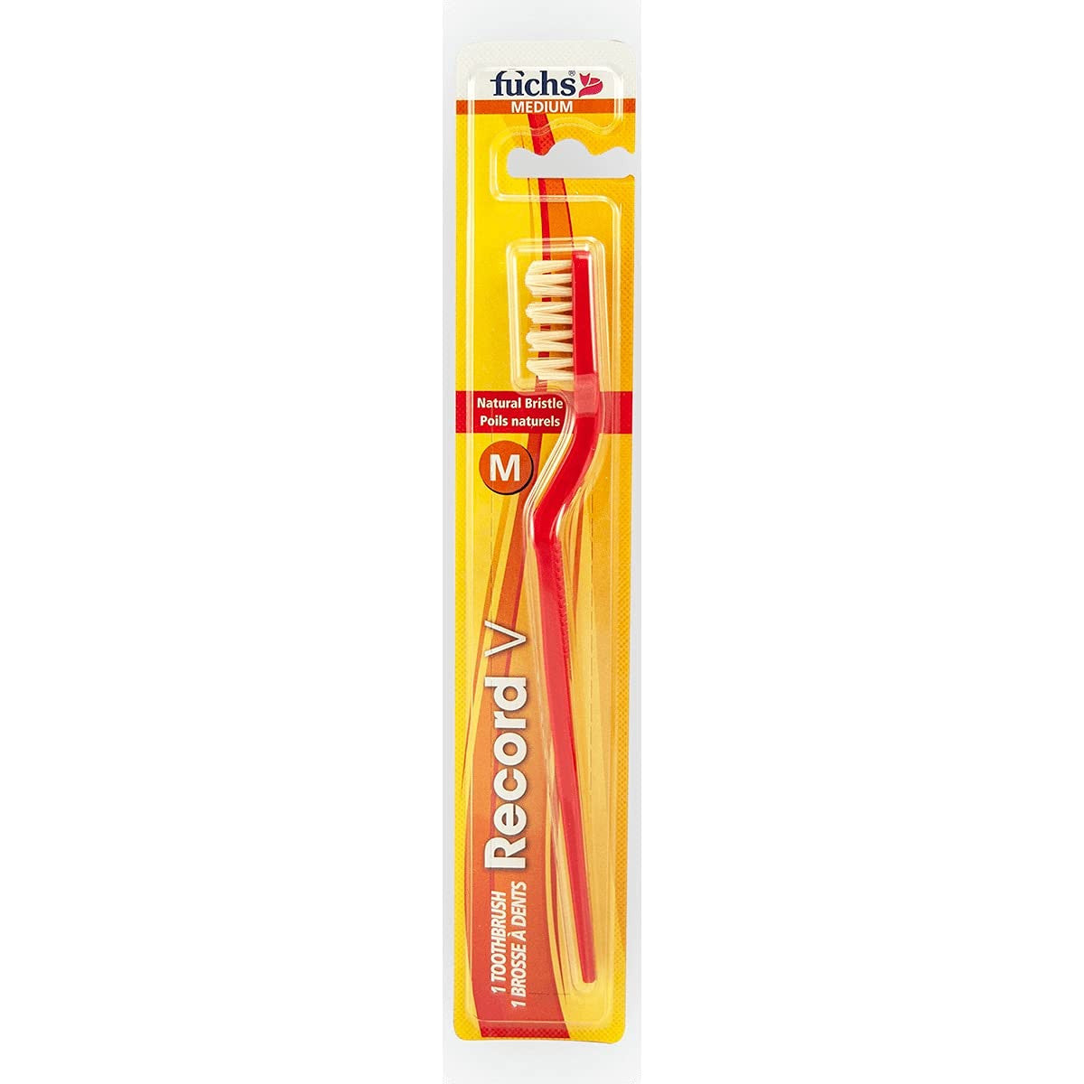 Fuchs Record V Natural Bristle Toothbrush For Adult, Medium, 1 Unit