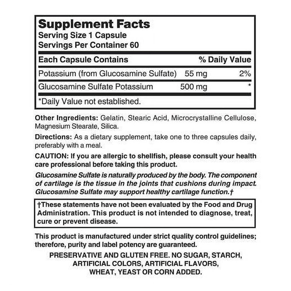 Natures Blend Glucosamine Sulfate 500 Mg Capsules, 60 Ea