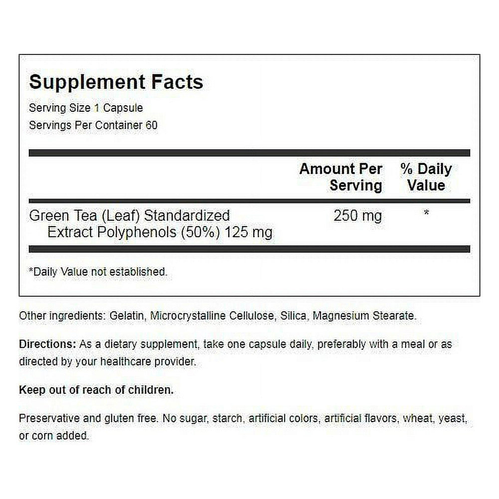 Natures Blend Green Tea Extract 250 Mg Capsules, 60 Ea