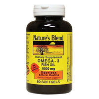 Natures Blend Odorless Omega 3 Fish Oil Mercury Free 1000 Mg Softgels, 60 Ea