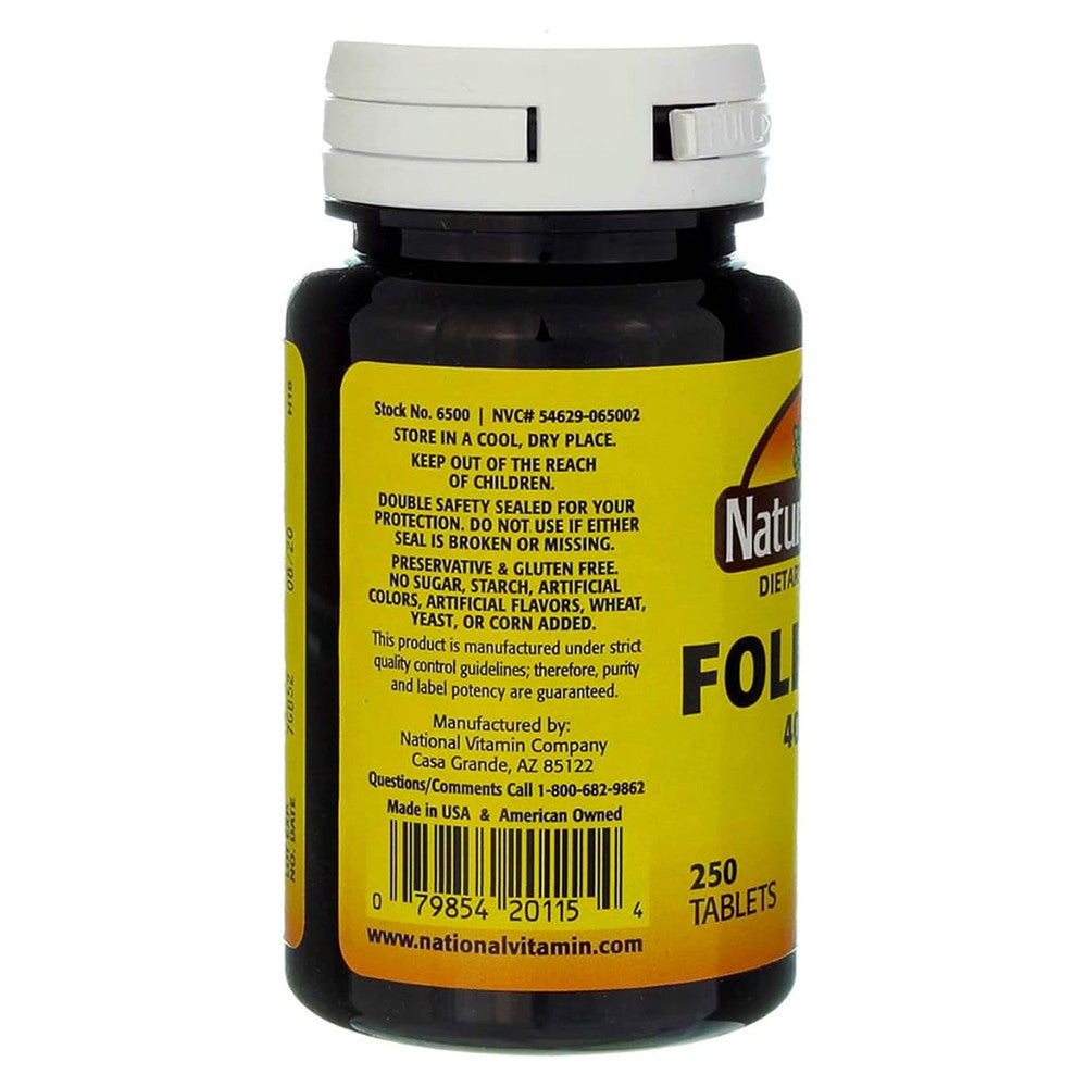 Natures Blend Folic Acid 400 Mcg Tablets, 250 Ea