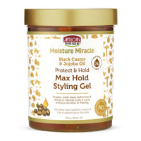 African Pride Moisture Miracle Max Hold Styling Gel with Black Castor and Jojoba Oil, 18 Oz