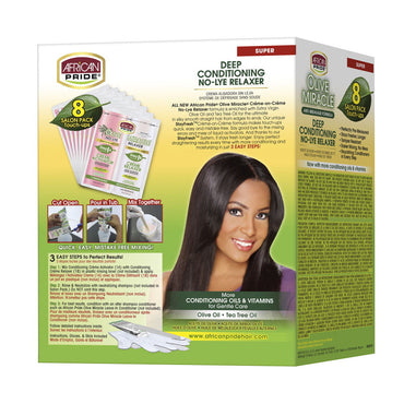 African Pride Olive Miracle Deep Conditioning No Lye Relaxer 8 Applications, Super, 1 Ea