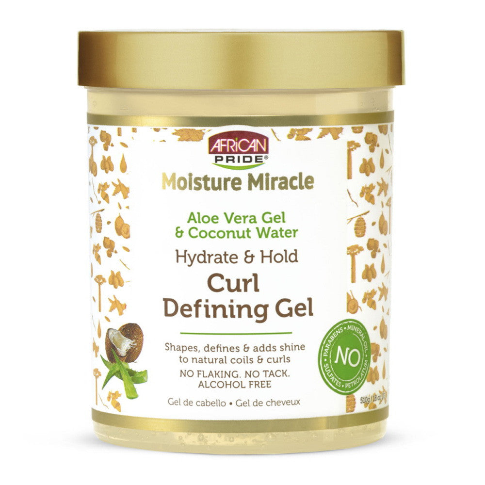 African Pride Moisture Miracle Hydrate and Hold Curl Defining Gel with Aloe and Coconut Water, 18 Oz