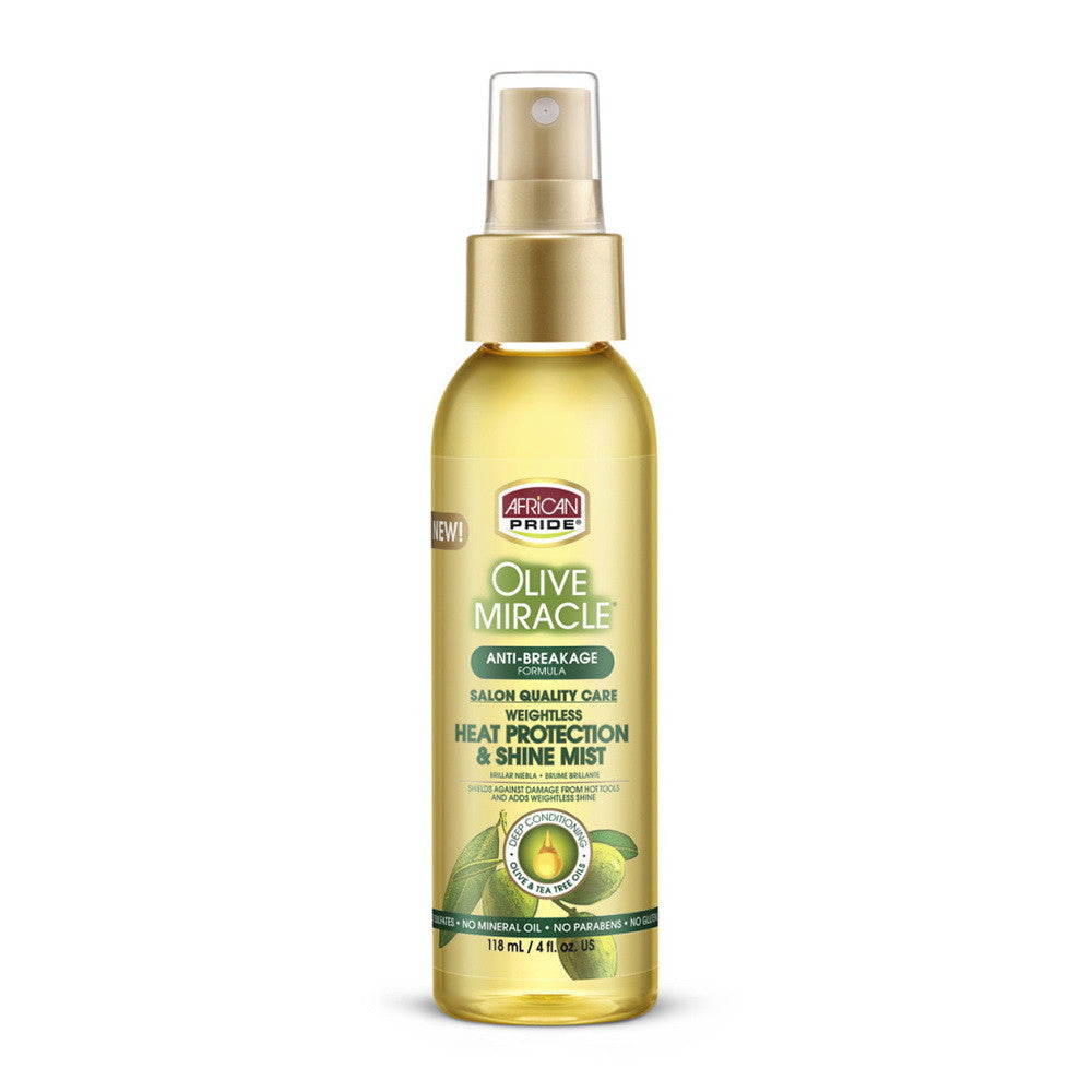 African Pride Olive Miracle Anti-Breakage Heat Protection Shine Mist, 4 Oz