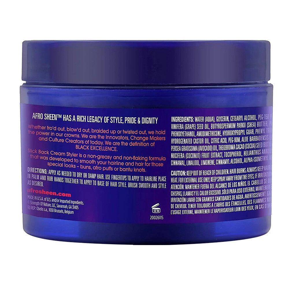 Afro Sheen Slick Back Cream Styler with Shea Butter for Smooth And Maintain, 6 Oz