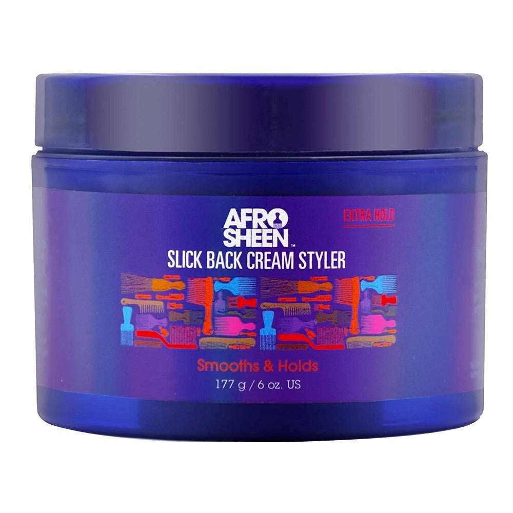 Afro Sheen Slick Back Cream Styler with Shea Butter for Smooth And Maintain, 6 Oz