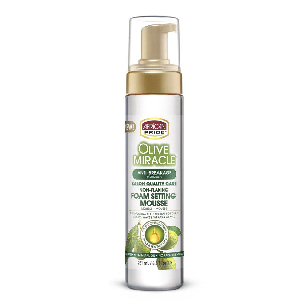 African Pride Olive Miracle Anti Breakage Foam Setting Mousse, 8.5 Oz