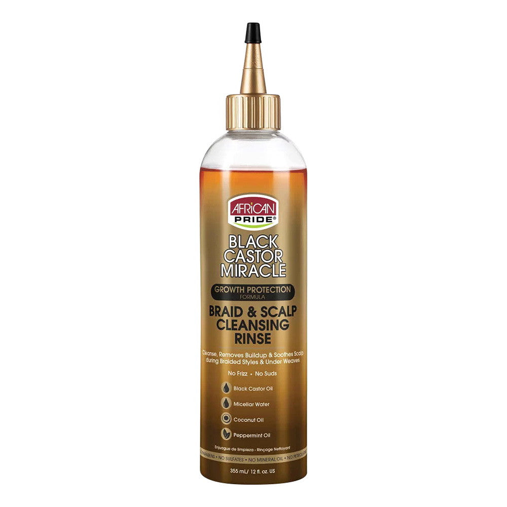 African Pride Black Castor Miracle Braid and Scalp Cleansing Rinse, 12 Oz