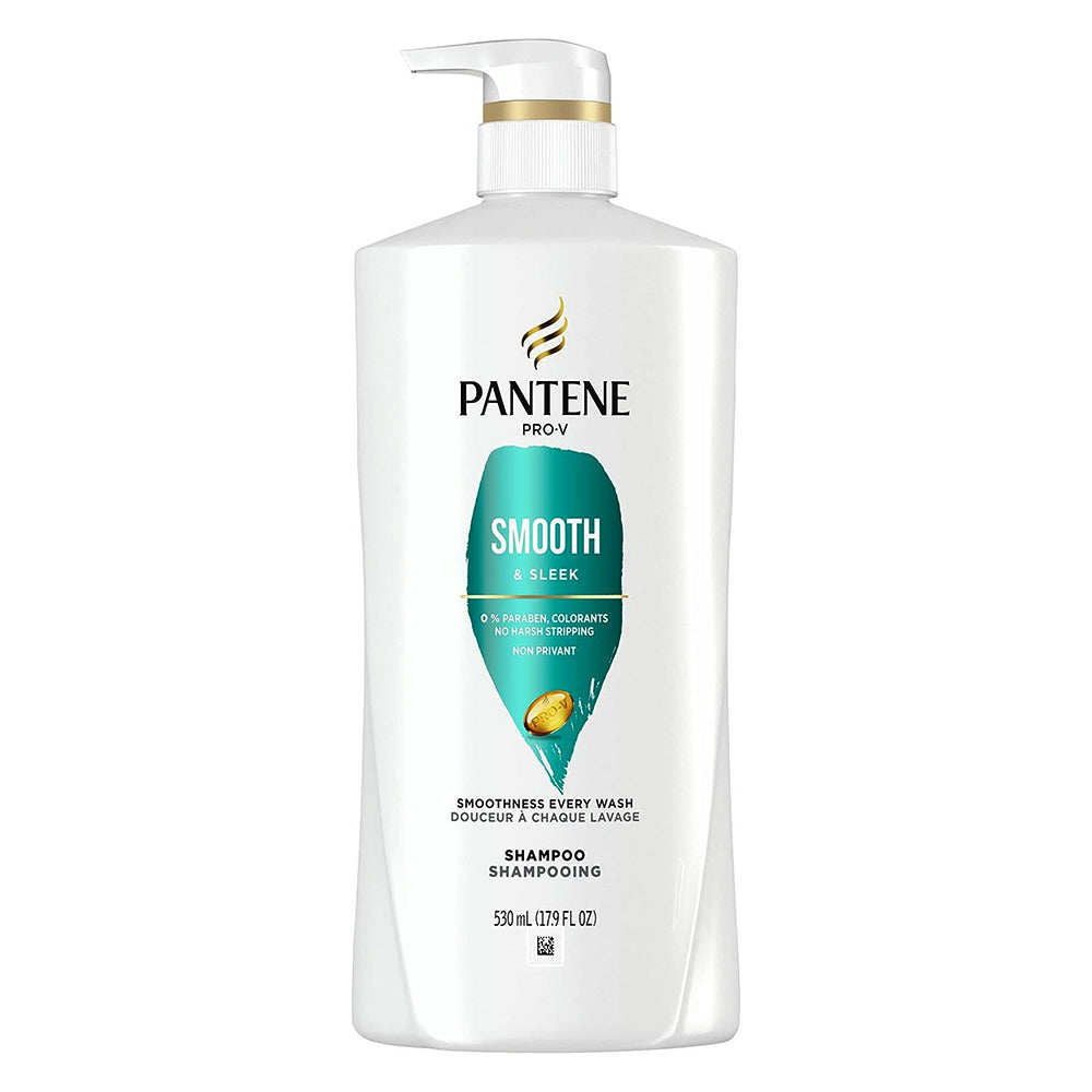 Pantene Pro V Smooth and Sleek Shampoo Frizz Control Nourishing Hair Cleanser 17.9Oz (530ml)
