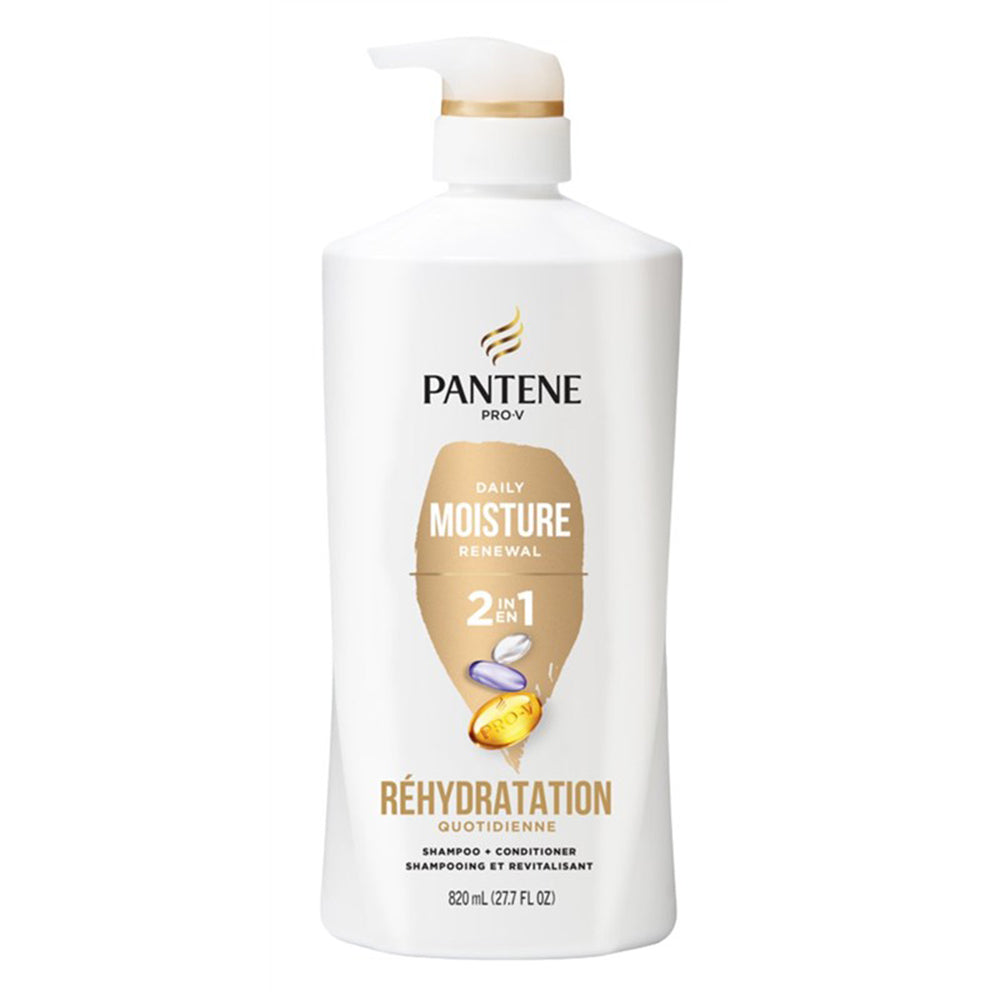 Pantene Shampoo 2 in 1 Daily Moisture Renewal Pump Nutrient Rich Parabens Free 27.7Oz (820ml)