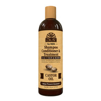 Okay Men Castor Oil 3 In 1 Beard and Hair Shampoo, Conditioner and Treatment, 16 Oz