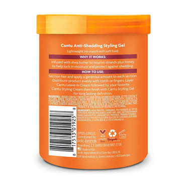 Cantu Shea Butter Flexible Hold Anti Shedding Styling Gel with Honey, 18.5 Oz