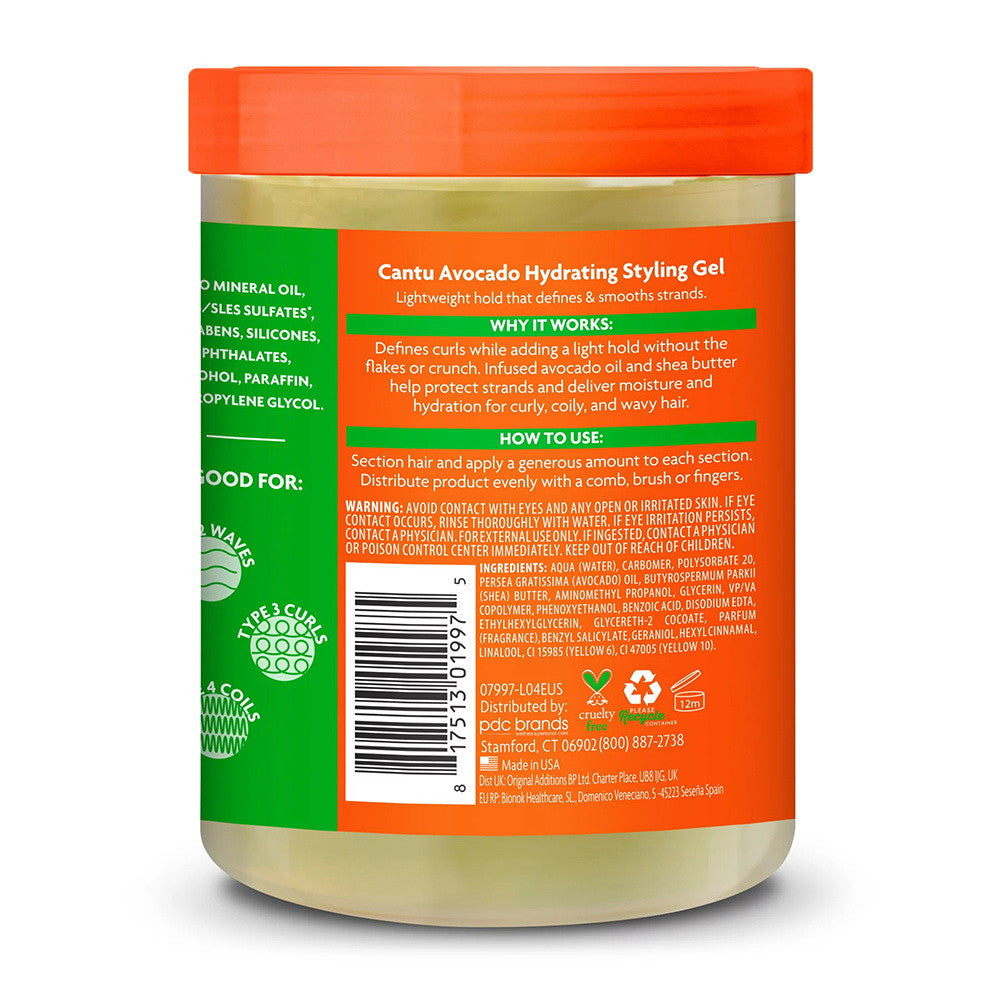 Cantu Avocado Hydrating Styling Gel with Avocado Oil and Shea Butter, 18.5 Oz