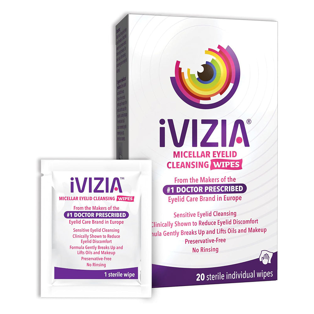 Ivizia Eyelid Cleansing Wipes for Sensitive Eyelid Cleansing, Preservative-Free, 20Ea