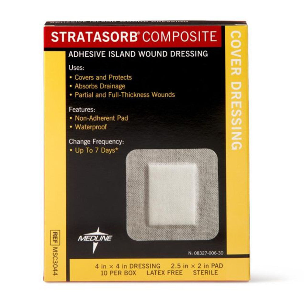 Stratasorb Composite 4*4 Inch Adhesive Wound Dressing, 10 Ea