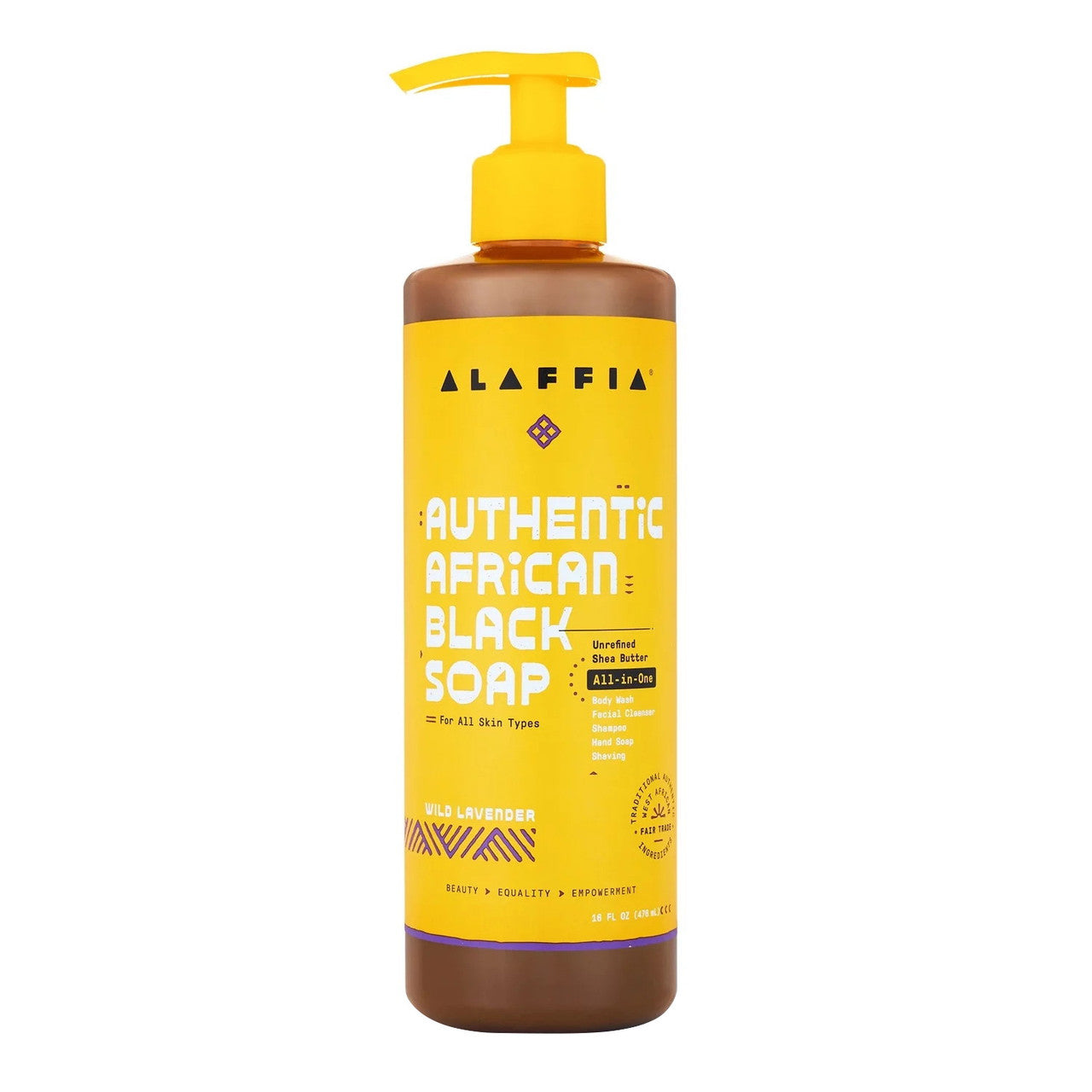 Alaffia Authentic African Black Soap with Wild Lavender, 16 Oz
