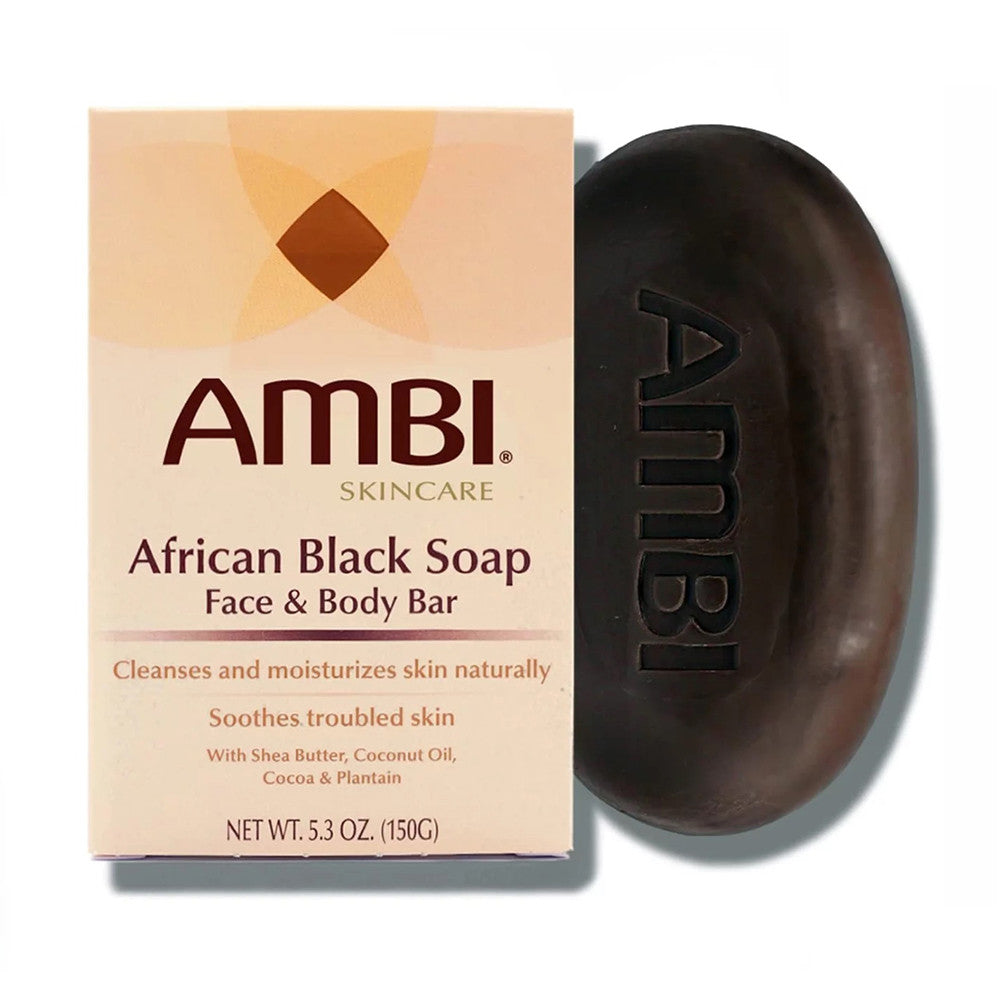 Ambi African Black Soap Face and Body Bar, 5.3 Oz
