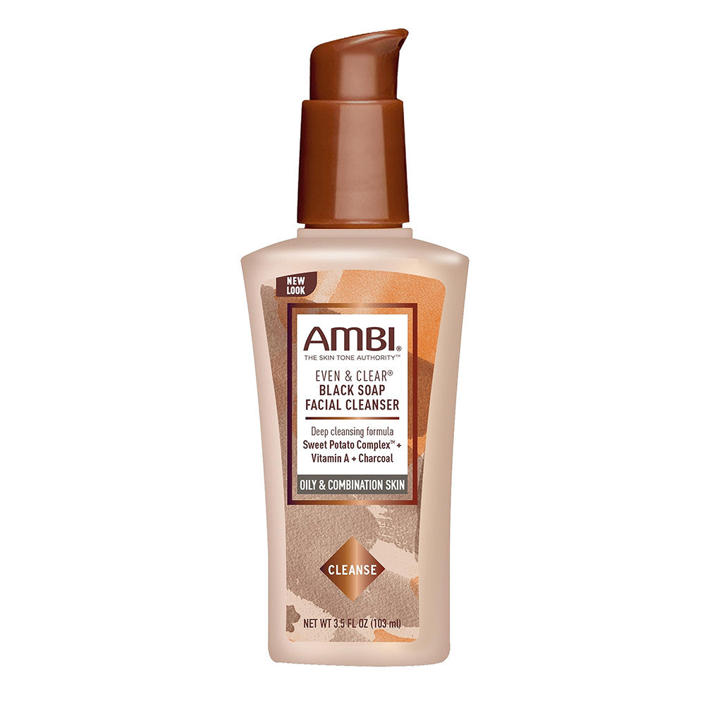 Ambi Even and Clear Black Soap Facial Cleanser with Charcoal, 3.5 Oz