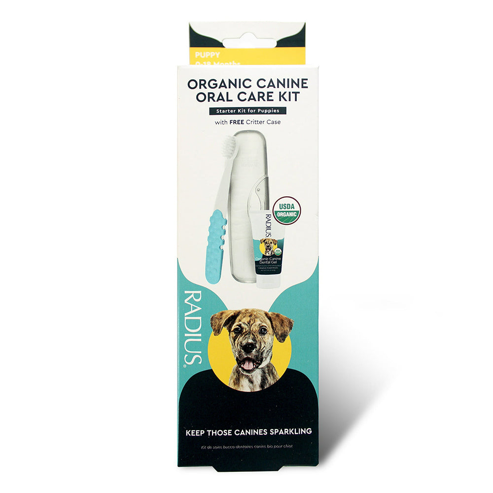 Radius Pura Naturals Firm Bristles Adult Dog Pet Toothbrush and 8 Oz Tooth Gel, Kit