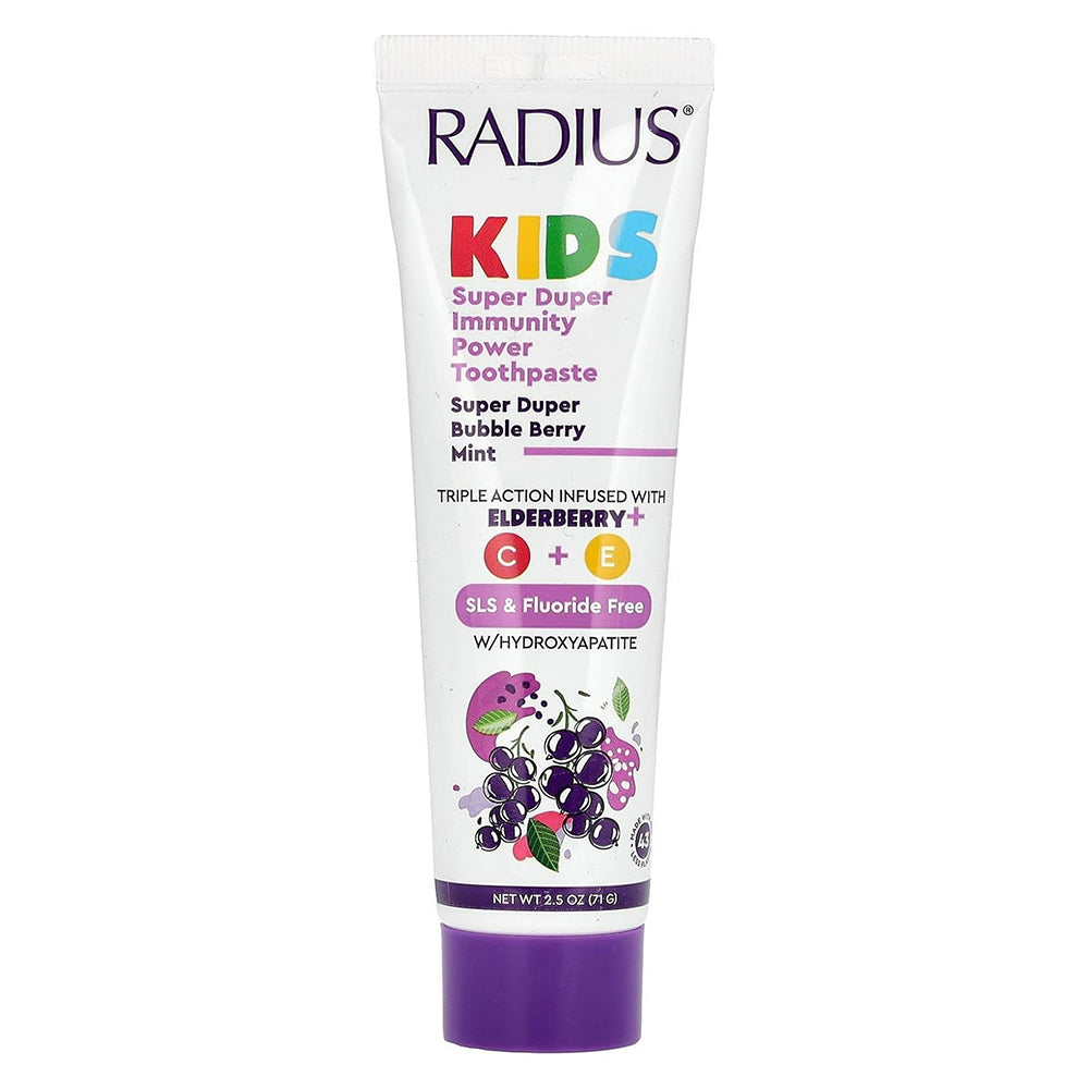 Radius Kids Super Duper Immunity Power Toothpaste Fluoride Free with Hydroxyapatite 2.5Oz (71g)