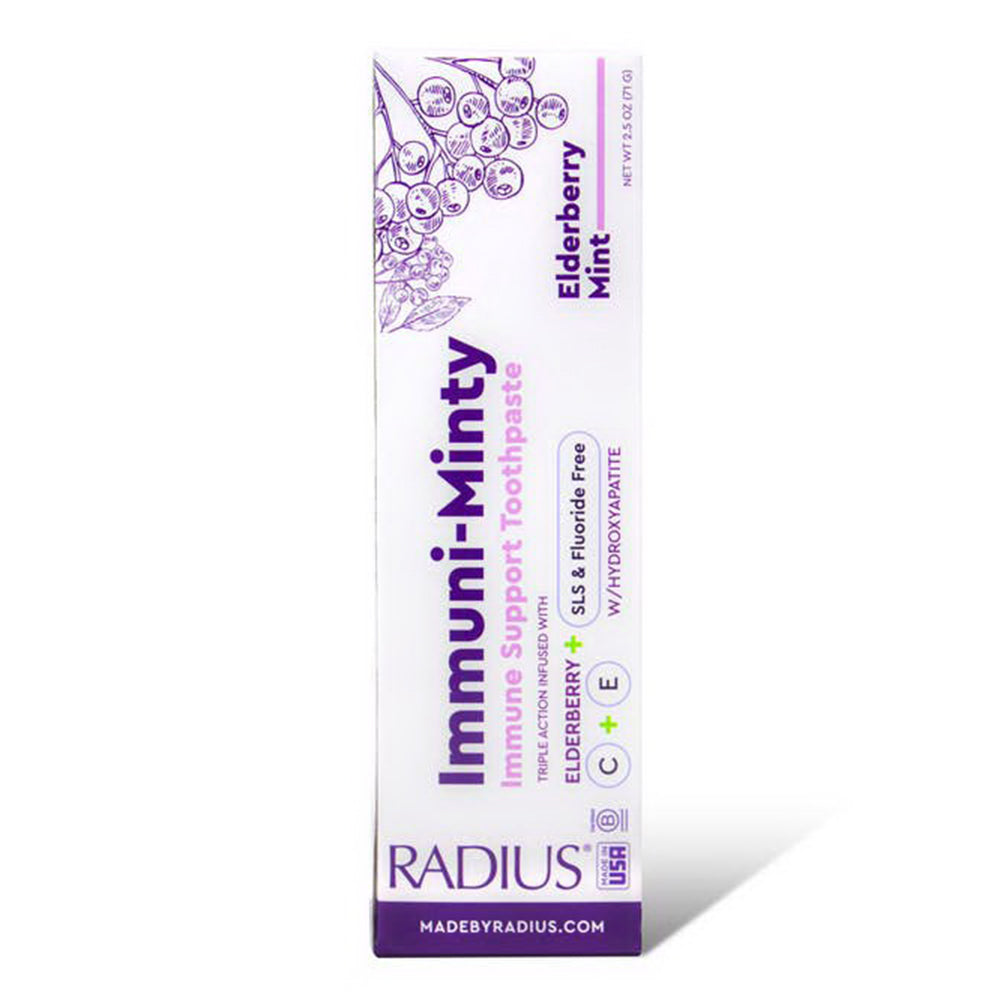 Radius Immuni Minty Immune Support Elderberry Mint Flavor SLS and Fluoride Free Toothpaste 2.25Oz (71g)