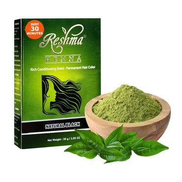Reshma Henna Permanent Hair Color in 30 Minutes, Natural Black, 1.05 Oz