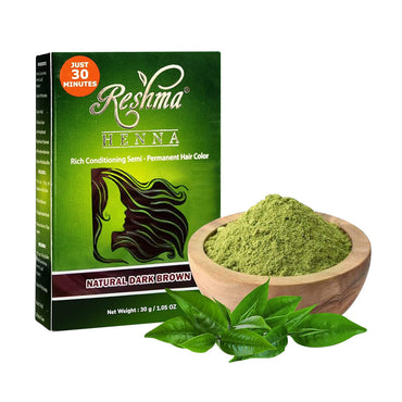 Reshma Henna Permanent Hair Color in 30 Minutes, Natural Dark Brown, 1.05 Oz