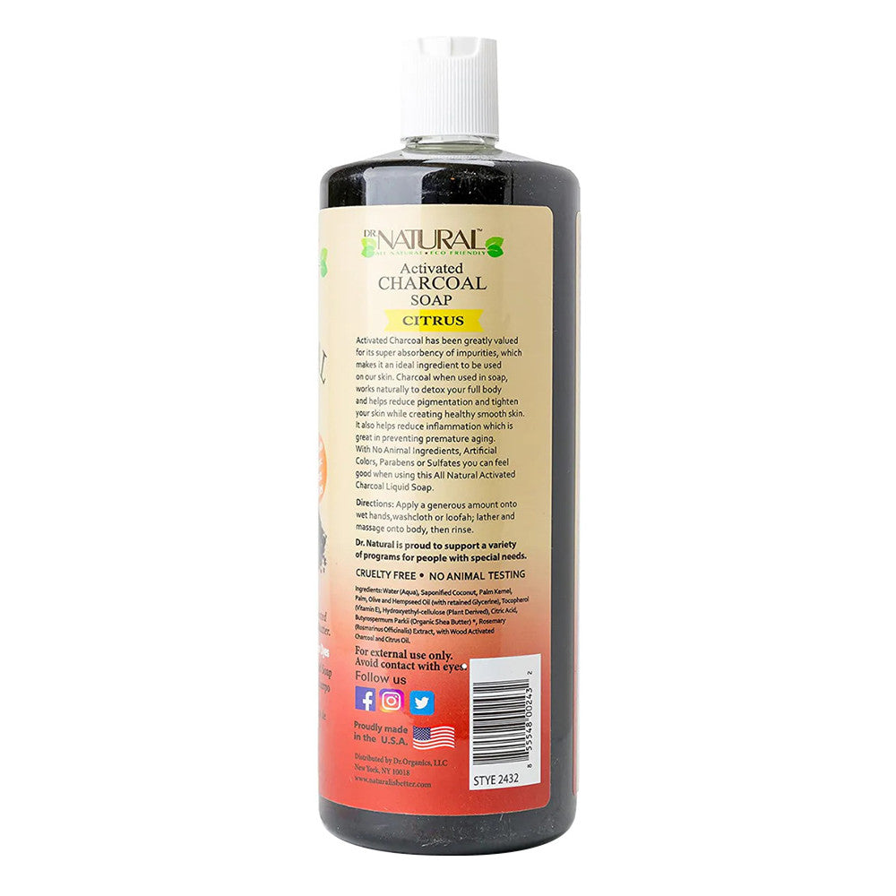 Dr Natural Activated Charcoal Soap, Citrus, 32 Oz
