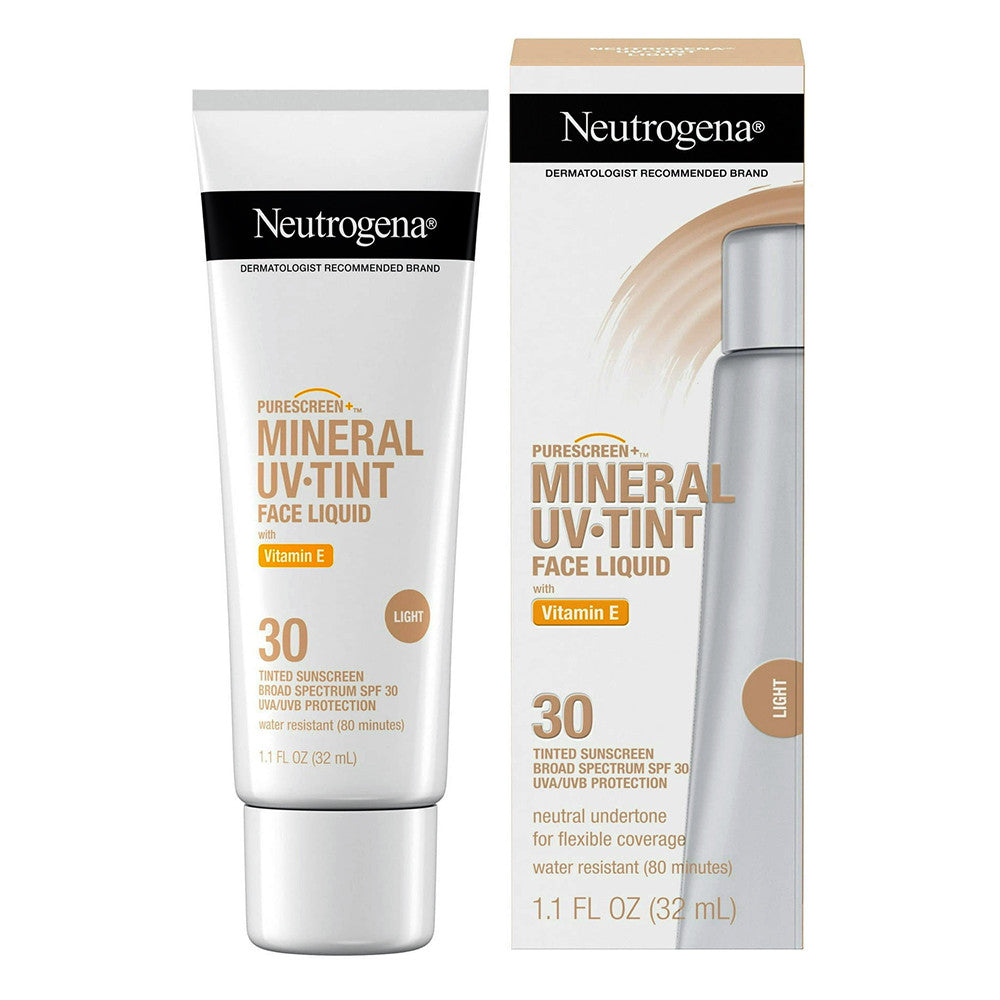 Neutrogena Purescreen Mineral Uv Tinted Face Sunscreen Spf 30 Liquid, Light, 1.1 Oz