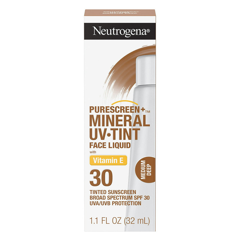 Neutrogena Purescreen Mineral Uv Tinted Face Sunscreen Spf 30 Liquid, Medium Deep, 1.1 Oz