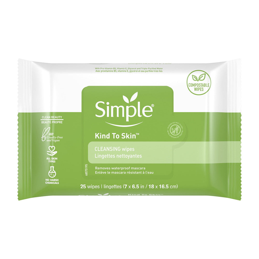 Simple Sensitive Skin Experts Cleansing Facial Wipes, Kind To Skin - 25 Ea