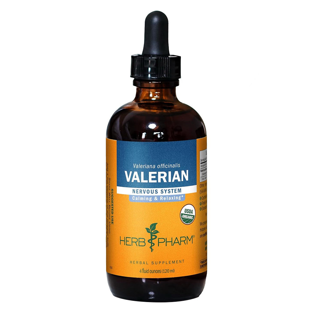 Herb Pharm Organic Valerian Root Liquid Extract for Nervous System Calming and Relaxing Herbal Supplement 4Oz (120ml)