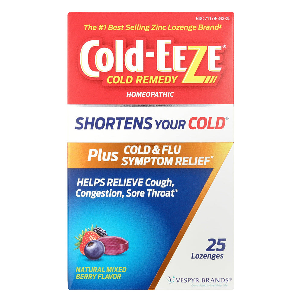 Cold-Eeze Plus Cold and Flu Natural Mixed Berry Flavor Lozenge, 25 Ea