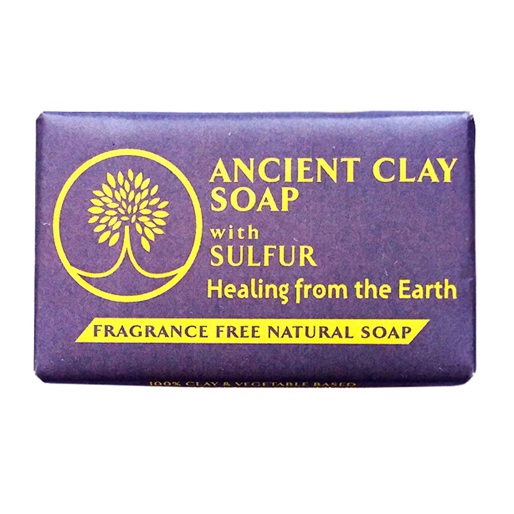 Zion Health Ancient Clay Soap with Sulfur for Acne Control and Oil Reduction Fragrance Free 6Oz (170g)