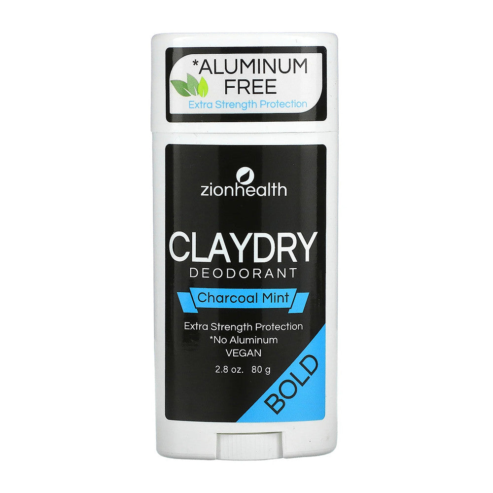 Zion Health Clay Dry Charcoal Mint Deodorant, Bold, 2.8 Oz