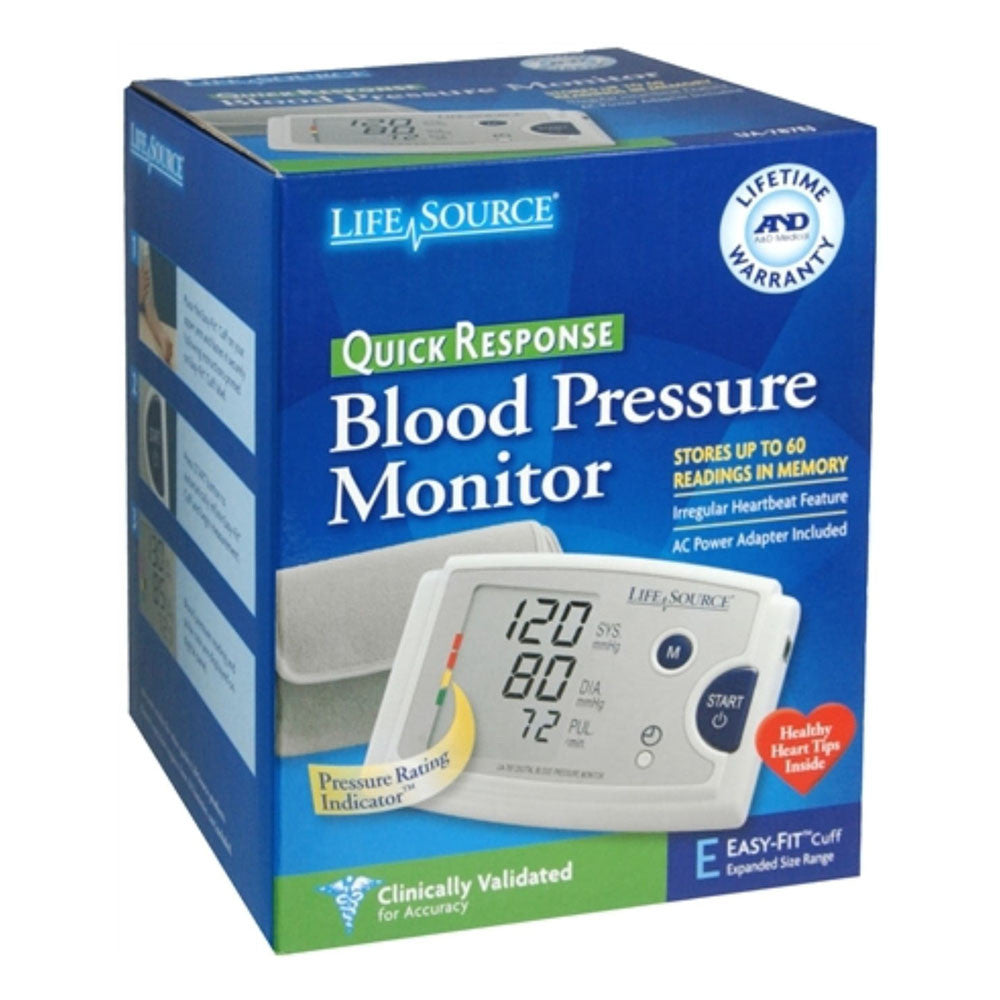 Lifesource Quick Response Digital Blood Pressure Monitor With Easy Cuff Ua-787Ej, 1 Ea