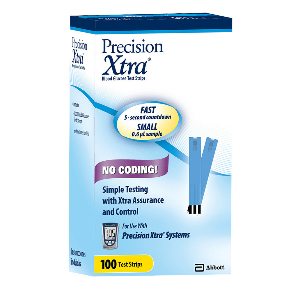 Precision Xtra Blood Glucose Test Strips, 100 Ea