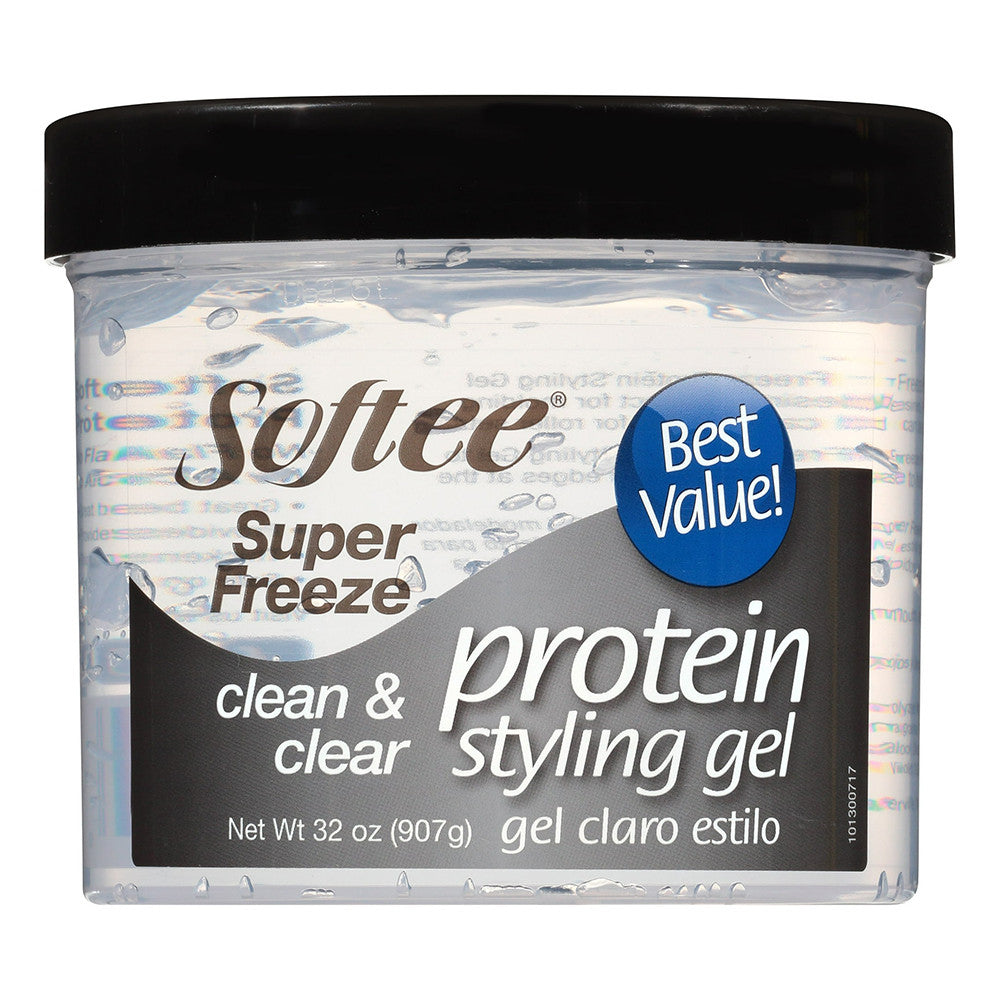 Softee Super Freeze Clean and Clear Protein Styling Gel, 32 Oz