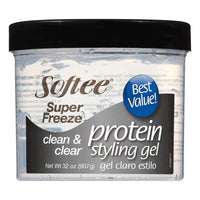 Softee Super Freeze Clean and Clear Protein Styling Gel, 32 Oz