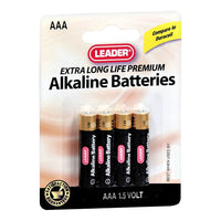 Leader Batteries, Alkaline Aaa, 1.5 Volt, 4 Ea