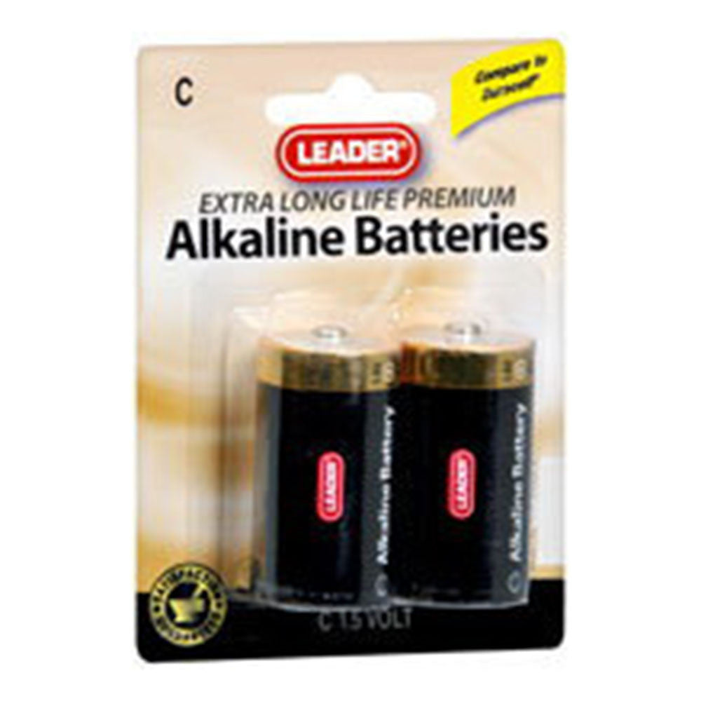 Leader Batteries, Alkaline C, 1.5 Volt, 2 Ea