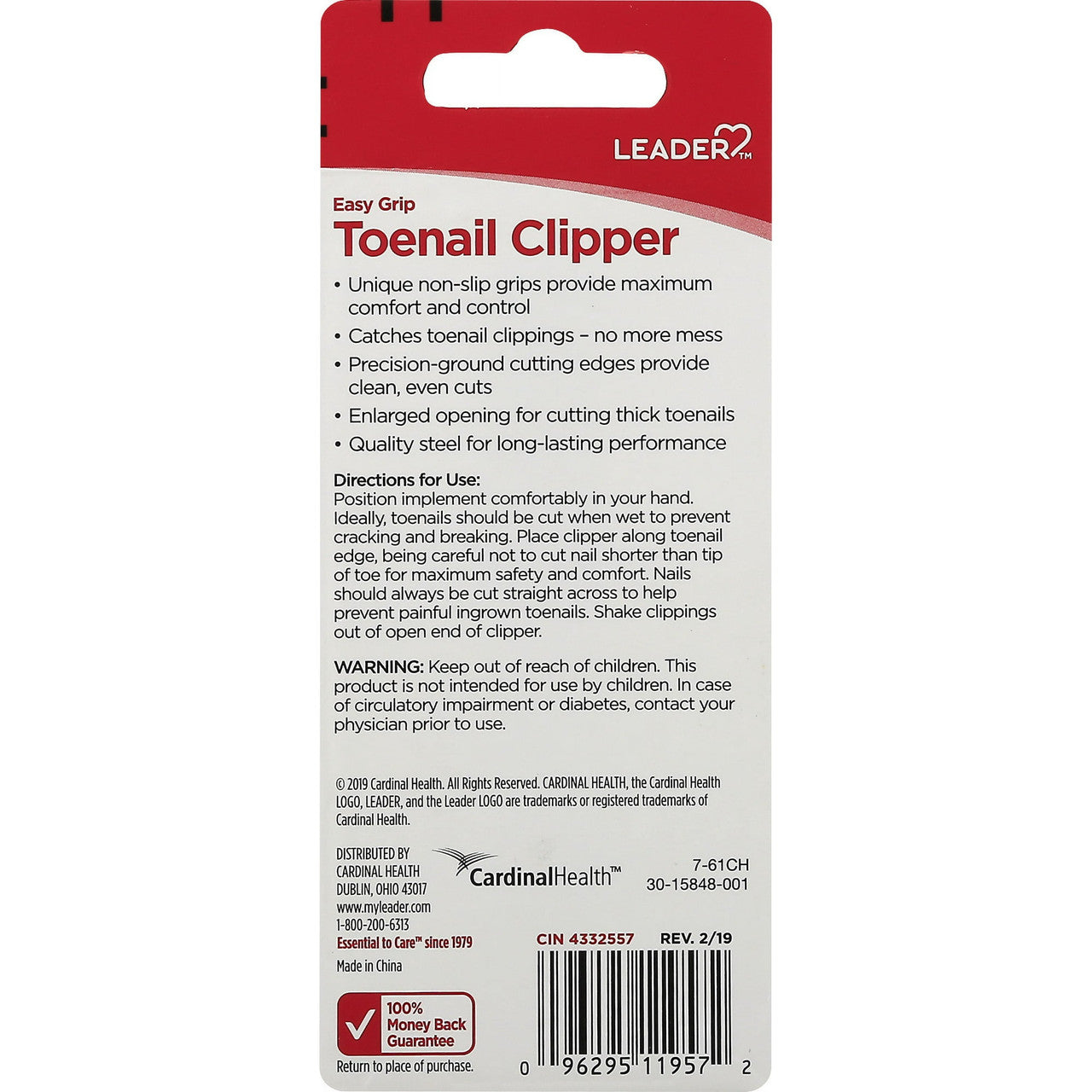 Leader Easy Grip Toe Nail Clipper, 1 Ea