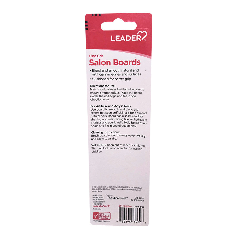 Leader Fine Grit Pink Salon Boards Nail Files Pack, 2 Ea
